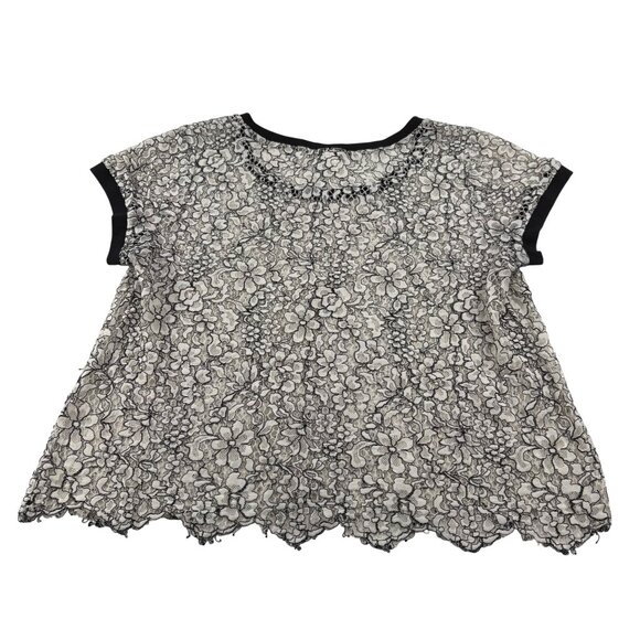 Torrid Womens Lace Floral Short Sleeve Top Black‎ & White Size 1 - Picture 4 of 5